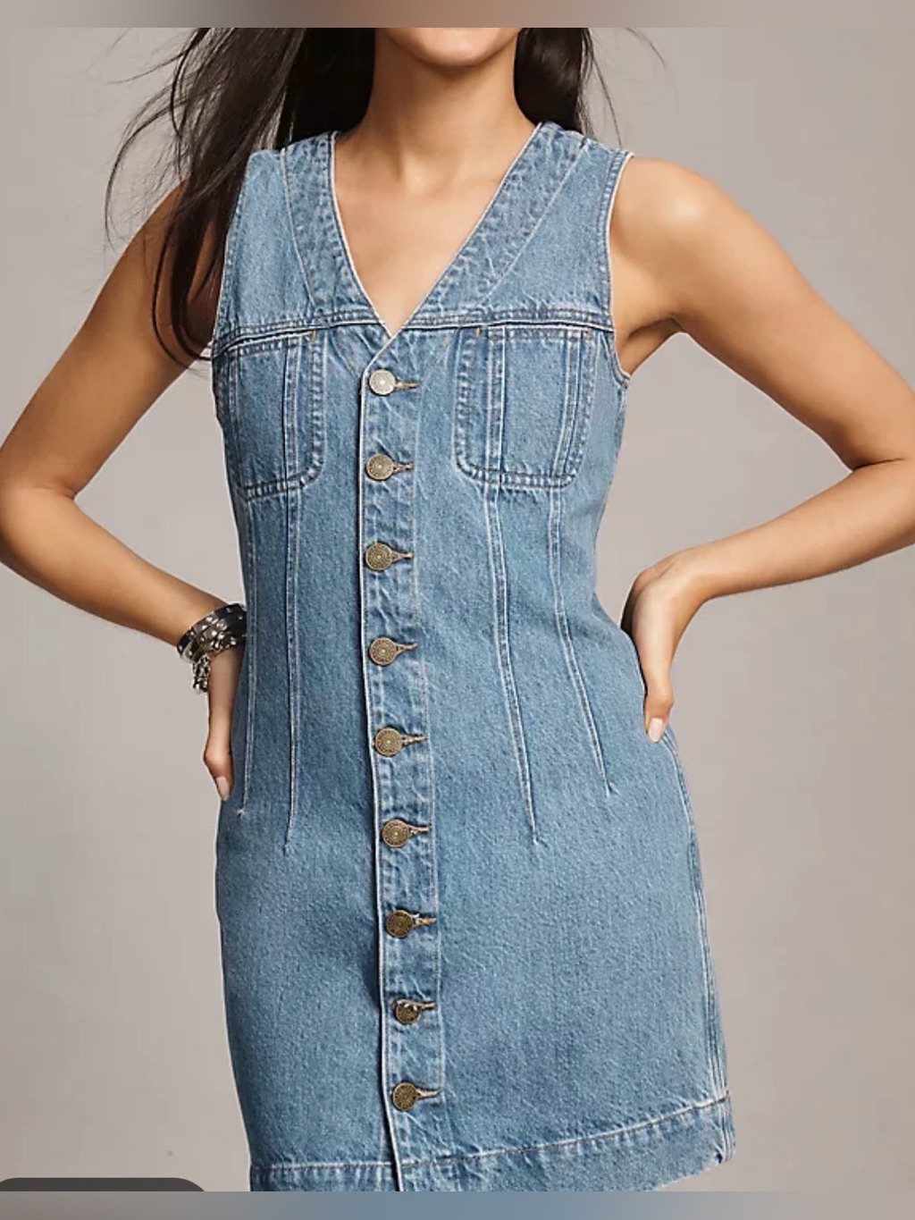 Frame Sleeveless Trucker Pocket Denim Mini Dress Sz 8